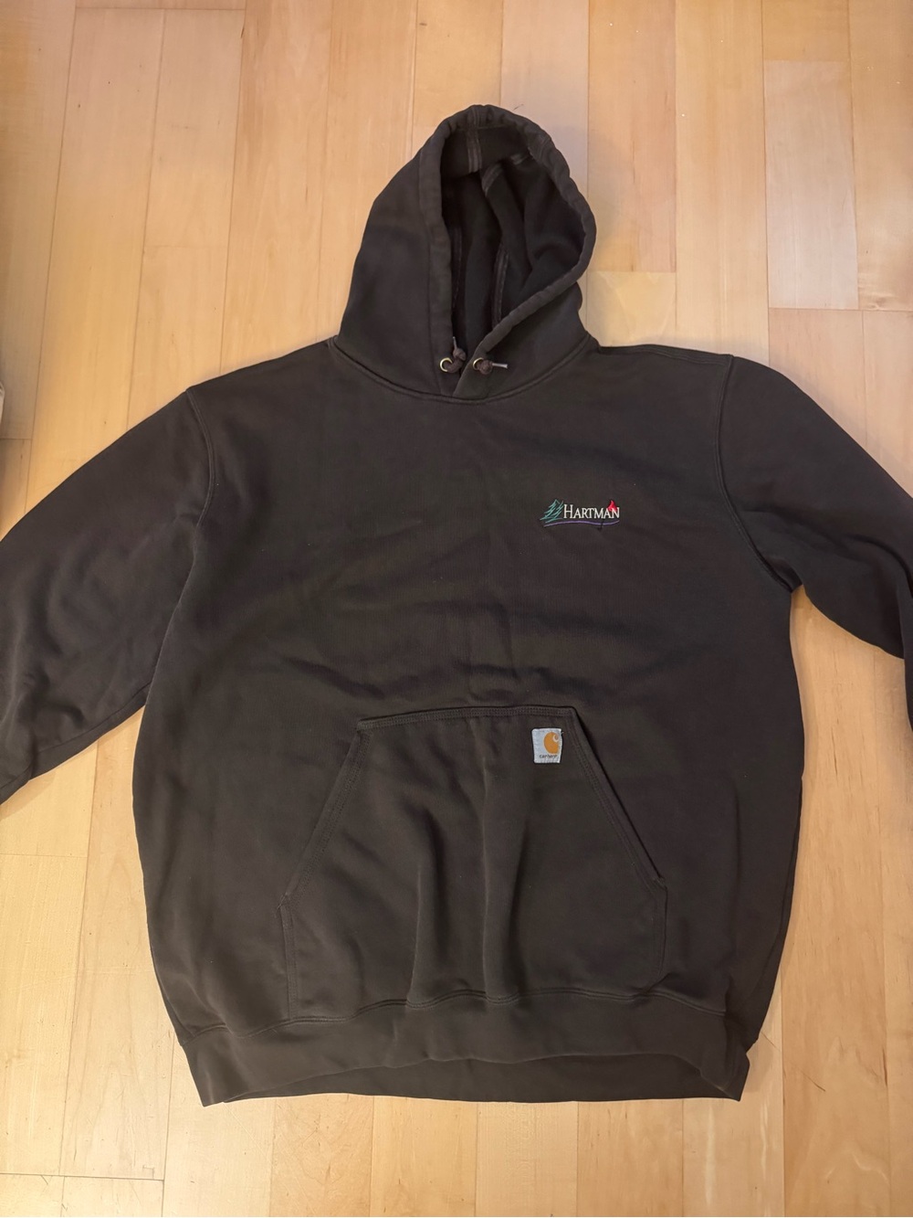 Vintage Carhartt Black Crewneck Hoodie with Hartman Logo